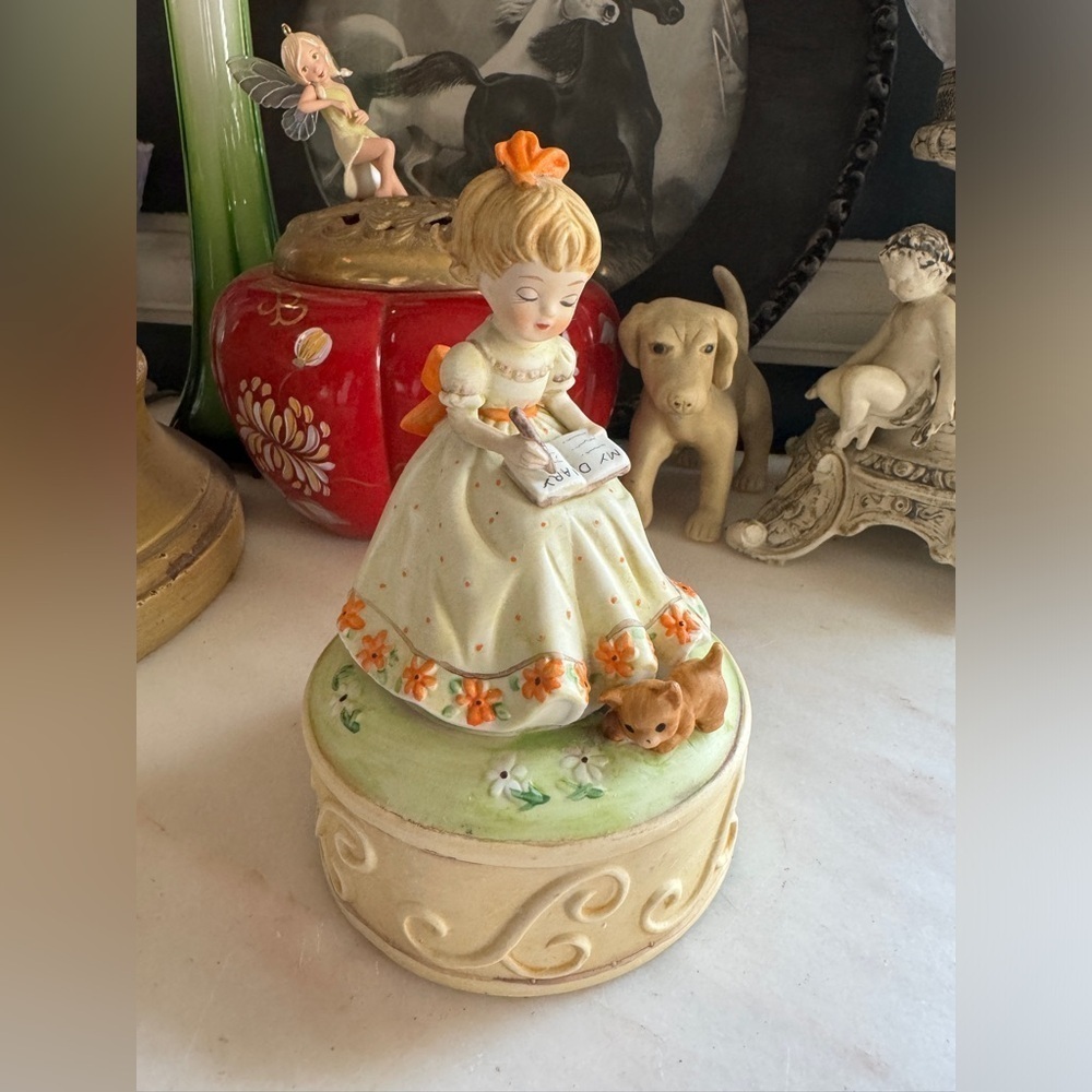 Vintage Musical "Little Girl Writing in her Diary"